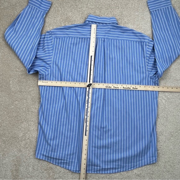 Club Room Shirt Adult Size 17.5 XL Blue Tan Striped Button Up Performance Men - Picture 10 of 14